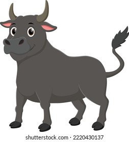 Happy buffalo cartoon isolated on white background