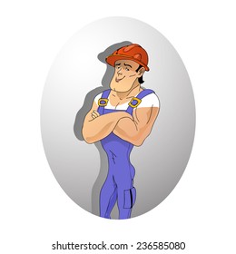 Happy builder. Vector illustration