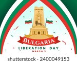Happy Bulgaria Liberation Day Vector Illustration on March 3 with Bulgarian Flag and Ribbon in National Holiday Flat Cartoon Background Design