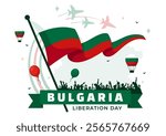 Happy Bulgaria Liberation Day Vector Illustration on March 3 Featuring the Bulgarian Flag and Ribbon in a National Holiday Flat Style Background