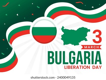 Happy Bulgaria Liberation Day Vector Illustration on March 3 with Bulgarian Flag and Ribbon in National Holiday Flat Cartoon Background Design