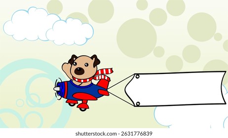 alegre touro criança personagem desenho animado avião banner fundo em arte vetorial
