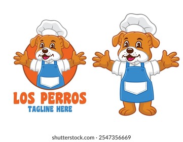 Personaje de logotipo de mascota de Chef Bulldog feliz