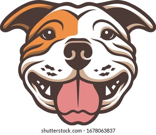 happy bulldog head vector art