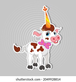 Happy bull.Valentine's Day. Printable version for desktop and wall calendars. Simple elements for your design. Poster, print, sticker, greeting card, banner.