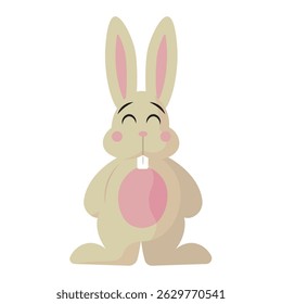 Happy bunny with big ears. Vector illustration