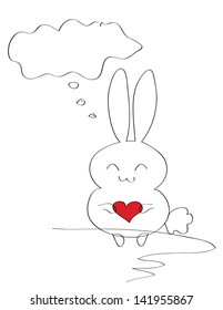 happy bunny with bubble speech and heart