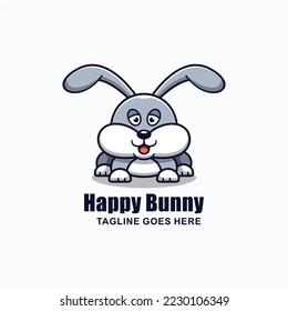 happy bunny character mascot design template