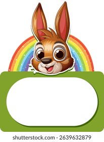 Happy bunny with a colorful rainbow background