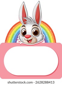 Happy bunny with colorful rainbow and blank space