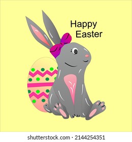 happy bunny with easter eggs