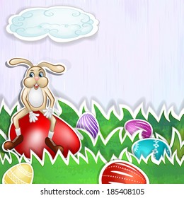 Happy bunny with Easter eggs card