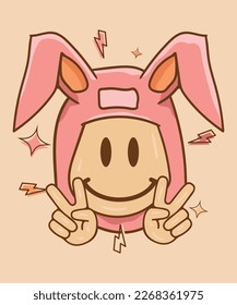 Feliz Bunny Easter Illustration - Diseño divertido y adorable