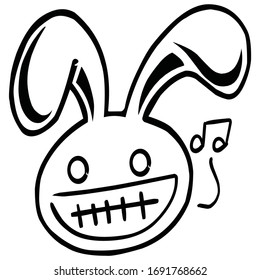 Feliz emoticono bunny en forma vectorial