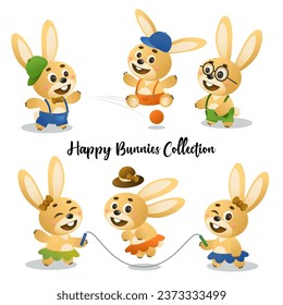 juego de conejo feliz. para abrir el Navegador. ilustración vectorial