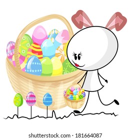 happy bunny holding a basket of eggs/ Happy bunny 