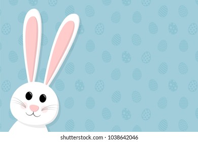 Happy bunny on a background with eggs. Concept of a card for Easter. Vector.