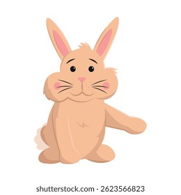 Happy bunny with open arm. Vector illustration