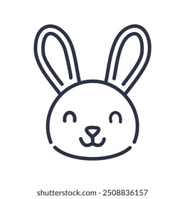 Happy bunny outline illustration. Adorable outline illustration of a bunny rabbit with a cheerful expression. The image conveys happiness, innocence, and playfulness.