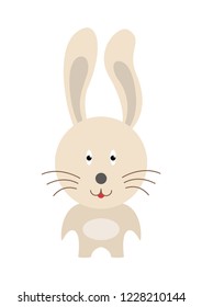 Happy bunny presenting with his hand on light background