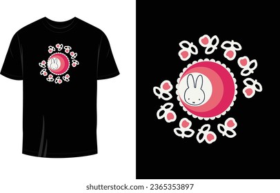 Happy Bunny Print Ready T Shirt Design for Girls
