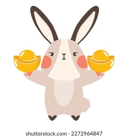 Happy  bunny rabbit Holding Gold flat