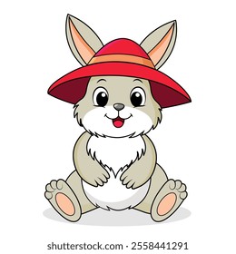 Happy Bunny With Red Hat