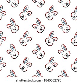 Happy bunny ,seamless pattern on white background.