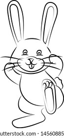 Happy bunny sketch, illustration, vector on white background.