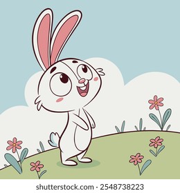 Ilustración de Arte vectorial de Plantilla de conejo feliz