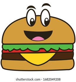 Un feliz vector de caricaturas de hamburguesas