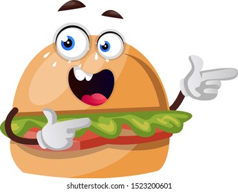 Happy burger, illustration, vector on white background.