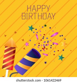 Happy Burthday typographic card with light background vector