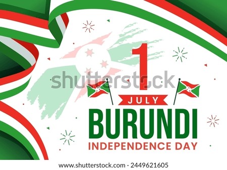 Happy Burundi Independence Day Vector Illustration on 1 July with Waving Flag and Ribbon in National Holiday Flat Cartoon Background