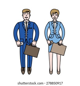 happy business couple - man and woman