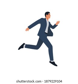 Happy Business Employee Man Jumping in the Air Cheerfully. Modern Flat Vector Illustration. Feeling and Emotion Social Media Concept.