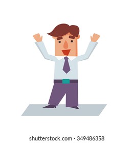 Happy Business man cartoon character flat vector illustration