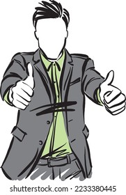 happy business man celebration thumbs up expression vector illustration