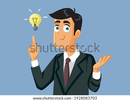 Happy Business Man Having a Brilliant Idea. Innovative manager envisioning a smart marketing strategy 
