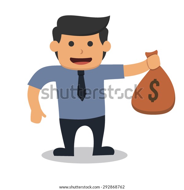 Happy Business Man Holding Bags Money Stock Vector Royalty Free Shutterstock