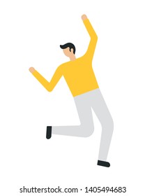 Happy business man jumping on a white background. The concept of friendship, healthy lifestyle, success. Vector illustration in a flat style.