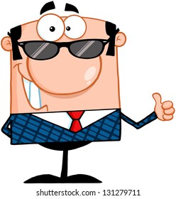 Happy Business Manager With Sunglasses Showing Thumbs Up