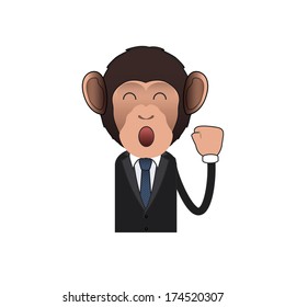 Happy Business monkey over isolated background. Vector design. 