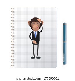 Happy Business monkey printed on notebook