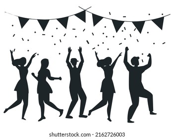 Happy business people party Silhouettes premium vector template