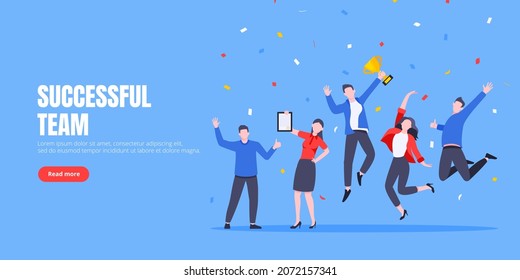 Happy business team employee winners award ceremony flat style design vector illustration. Employee recognition and best worker competition award team celebrating victory winner business concept. - Shutterstock ID 2072157341
