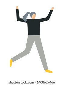 Happy business woman jumping on a white background. The concept of friendship, healthy lifestyle, success. Vector illustration in a flat style.