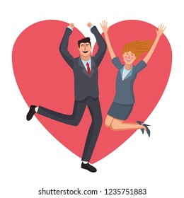 Happy business workers