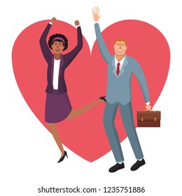 Happy business workers