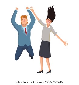 Happy business workers